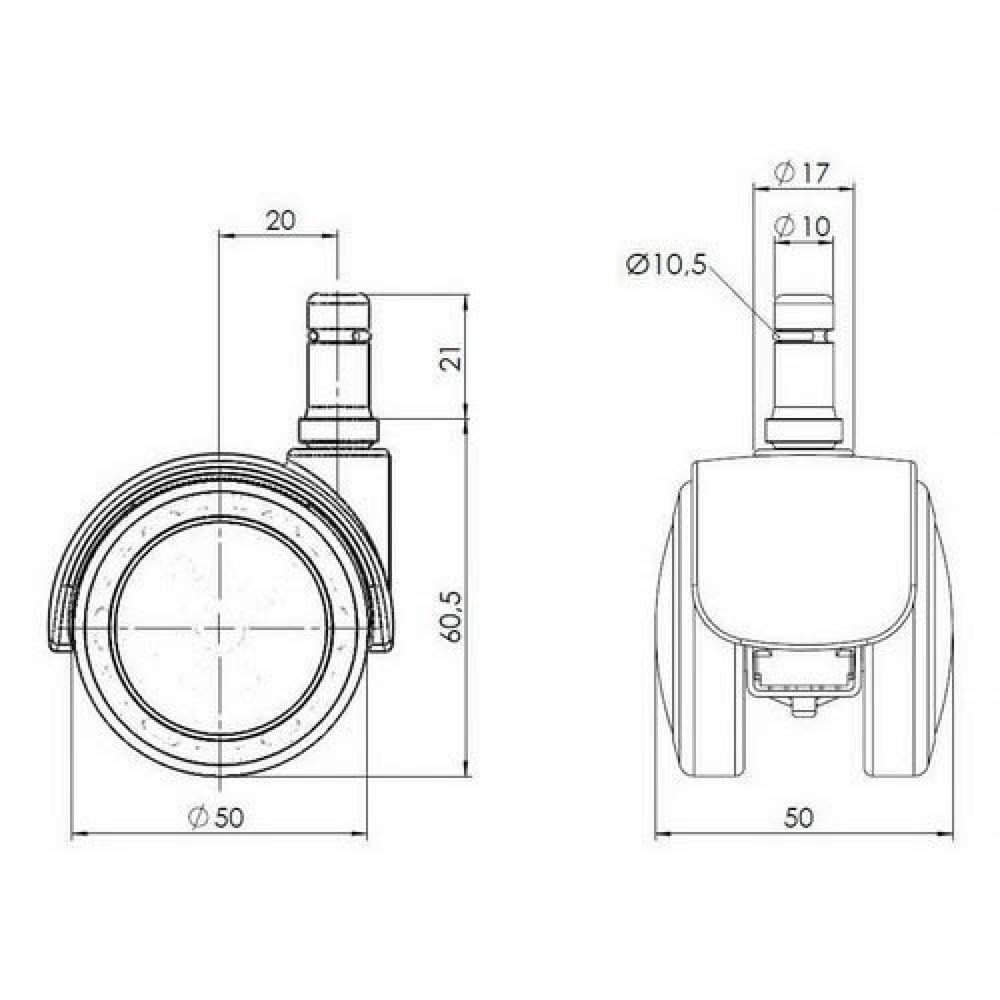 Productafbeelding nr. 2: Wielen voor harde vloeren 5x hjh OFFICE ROLO FIX blokkeren tijdens het zitten 10mm / 50 mm spuitgietzink, (set van 5)
