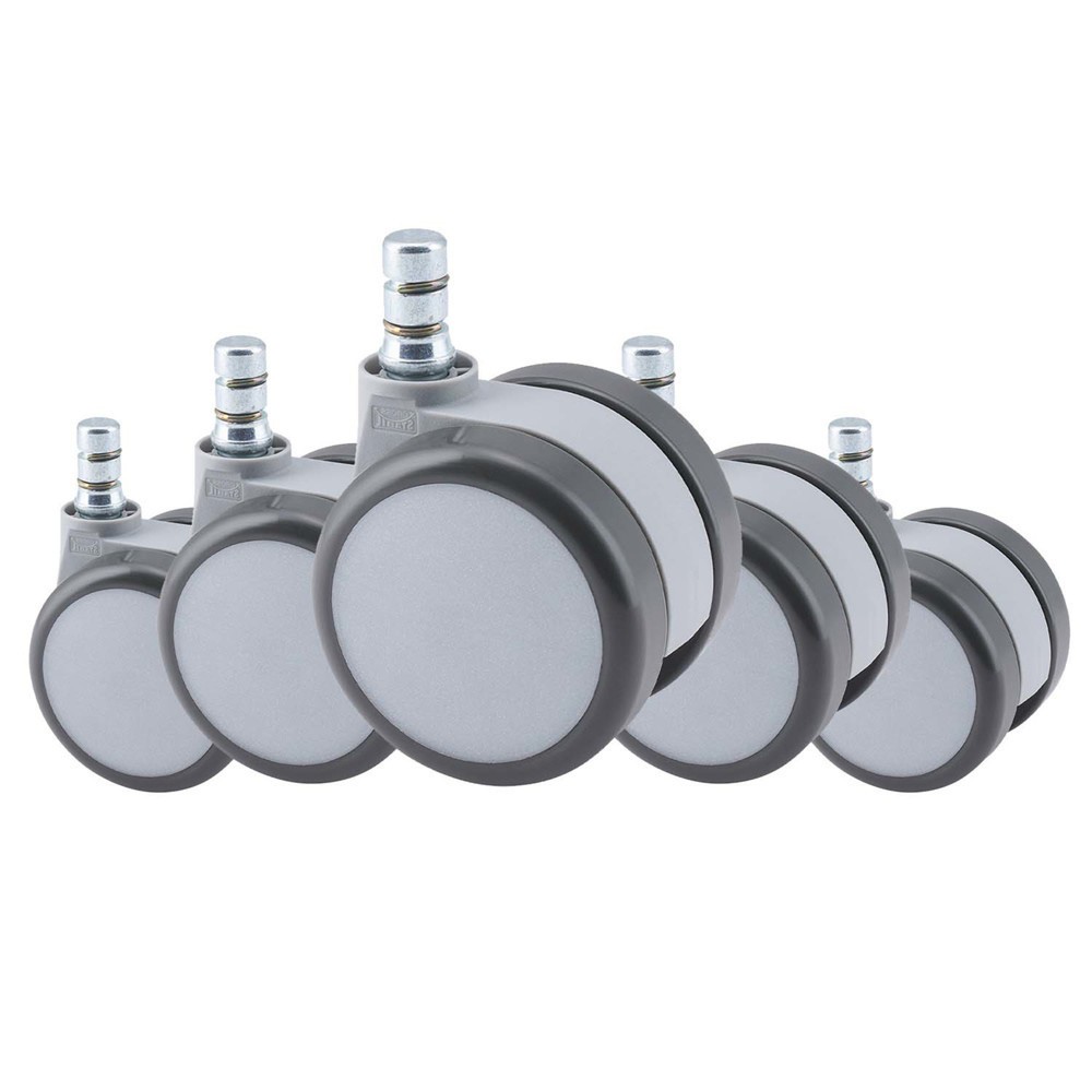 Productafbeelding nr. 2: Wielen voor harde vloeren 5x hjh OFFICE ROLO MOVE 60 No-Noise 11 mm / 60 mm (set van 5) bureaustoelwielen, wit / grijs