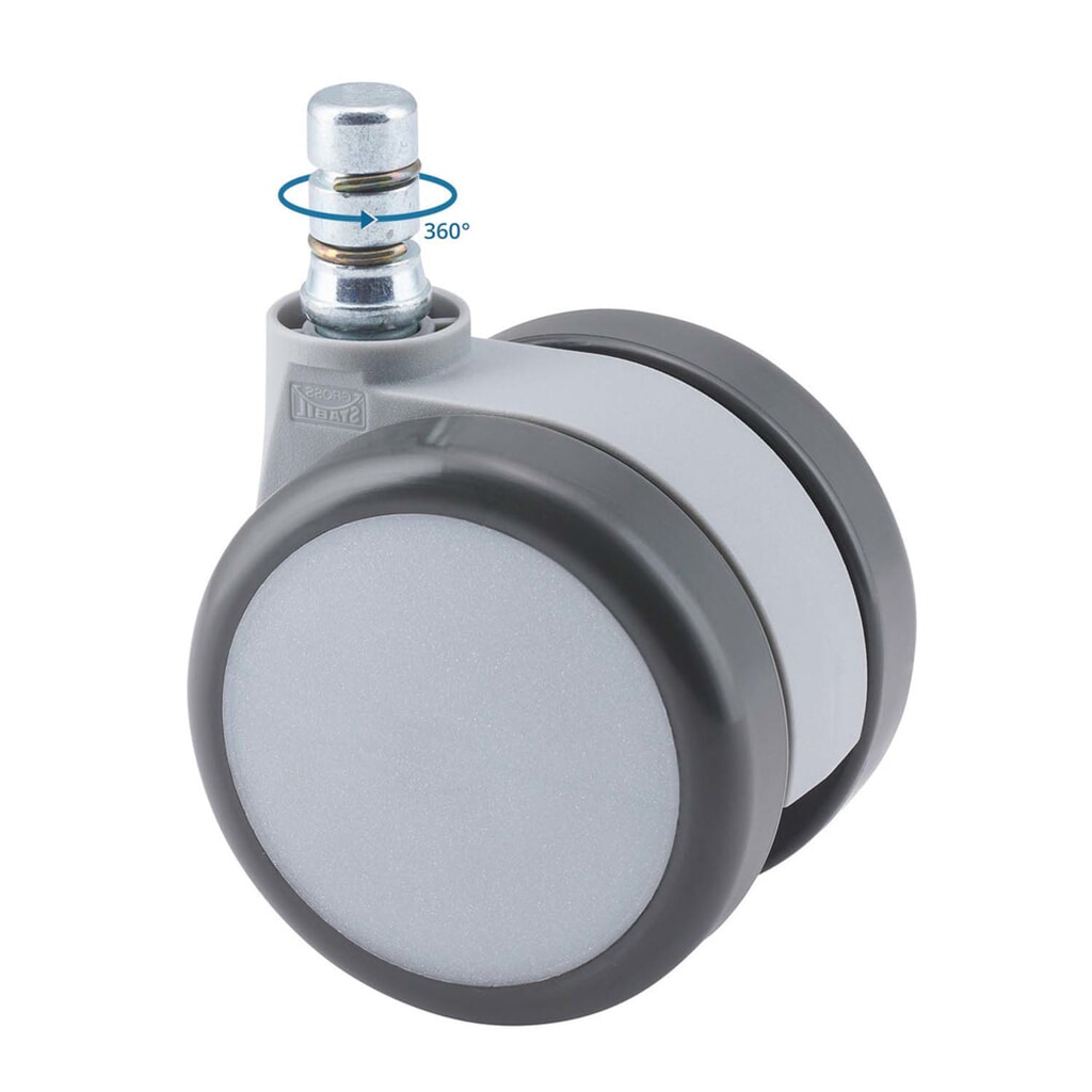 Productafbeelding nr. 3: Wielen voor harde vloeren 5x hjh OFFICE ROLO MOVE 60 No-Noise 11 mm / 60 mm (set van 5) bureaustoelwielen, wit / grijs