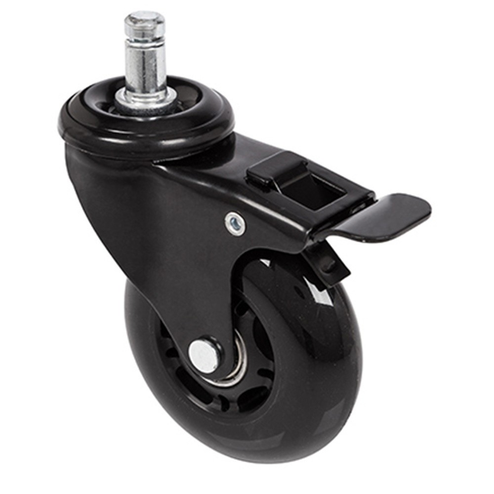 Product afbeelding: Wielen voor harde vloeren 5x hjh OFFICE ROLO SKATE 11 mm / 75 mm bureaustoelwielen incl. rem zwart (set van 5)