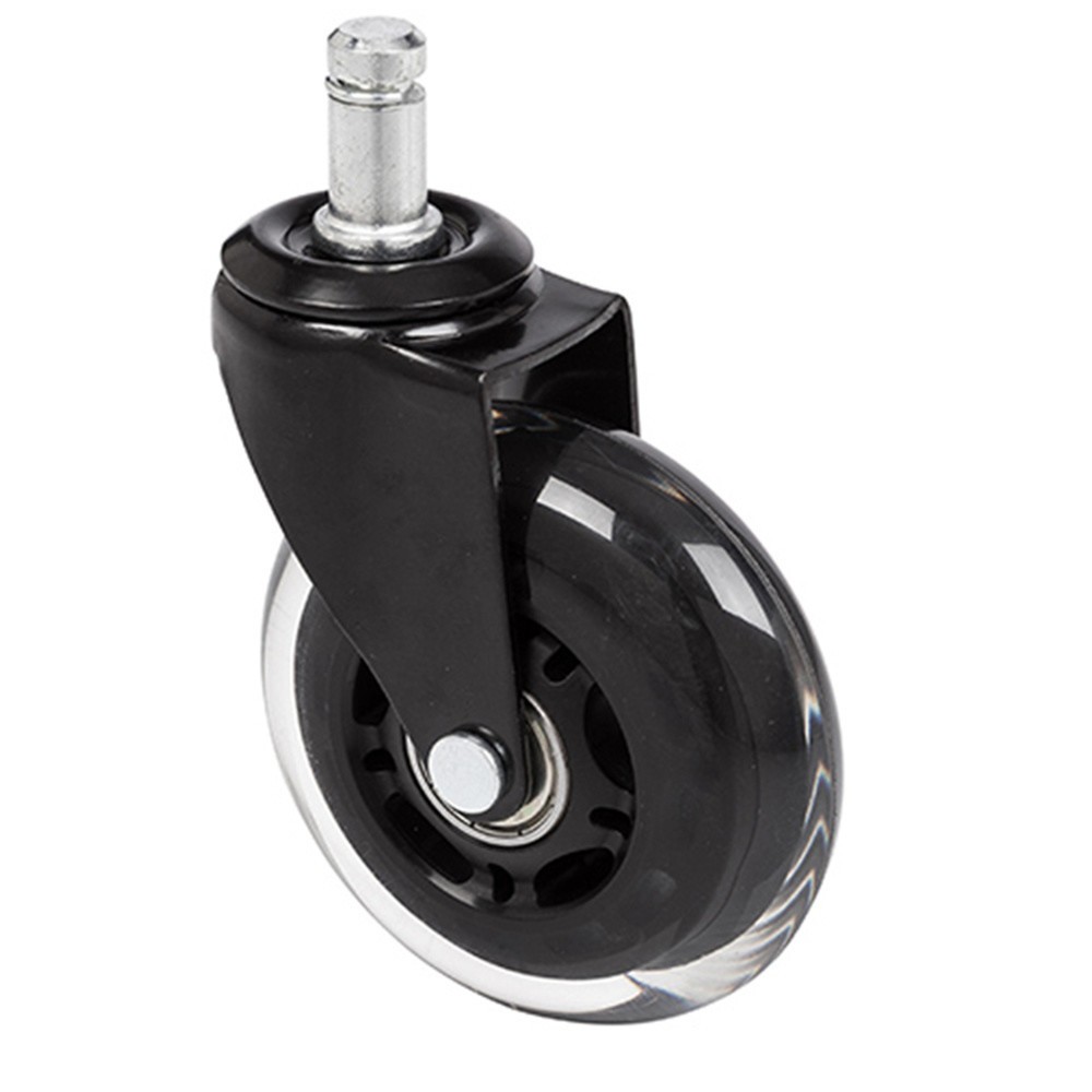 Product afbeelding: Wielen voor harde vloeren 5x hjh OFFICE ROLO SKATE 11 mm / 75 mm bureaustoelwielen zwart / transparant (set van 5)