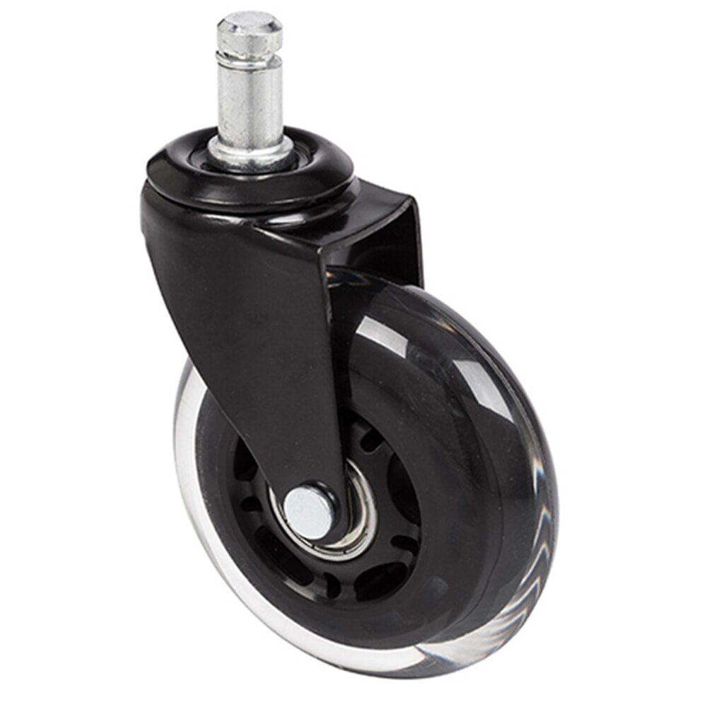 Product afbeelding: Wielen voor harde vloeren 5x hjh OFFICE ROLO SKATE 11 mm / 75 mm bureaustoelwielen zwart / transparant (set van 5)