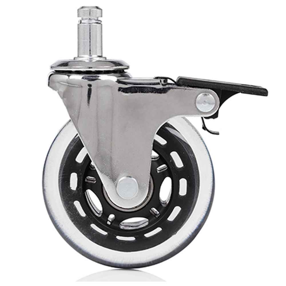 Productafbeelding nr. 2: Wielen voor harde vloeren 5x hjh OFFICE ROLO SKATE 11 mm / 75 mm bureaustoelwielen incl. rem chroom transparant
