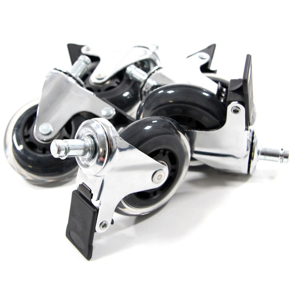 Productafbeelding nr. 3: Wielen voor harde vloeren 5x hjh OFFICE ROLO SKATE 11 mm / 75 mm bureaustoelwielen incl. rem chroom transparant