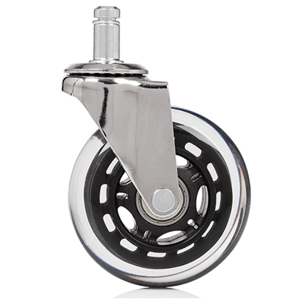 Productafbeelding nr. 2: Wielen voor harde vloeren 5x hjh OFFICE ROLO SKATE 11 mm / 75 mm bureaustoelwielen chroom transparant (set van 5)