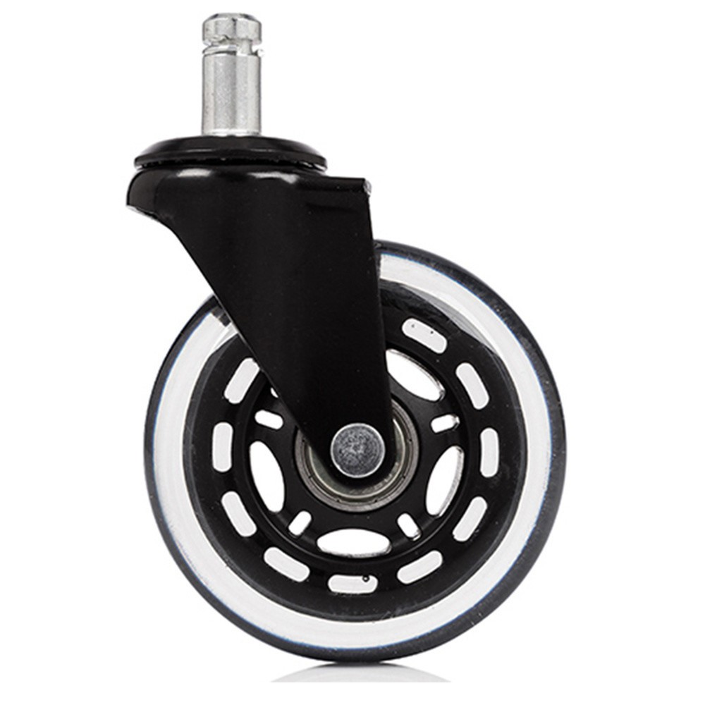 Productafbeelding nr. 2: Wielen voor harde vloeren 5x hjh OFFICE ROLO SKATE 11 mm / 75 mm bureaustoelwielen zwart / transparant (set van 5)