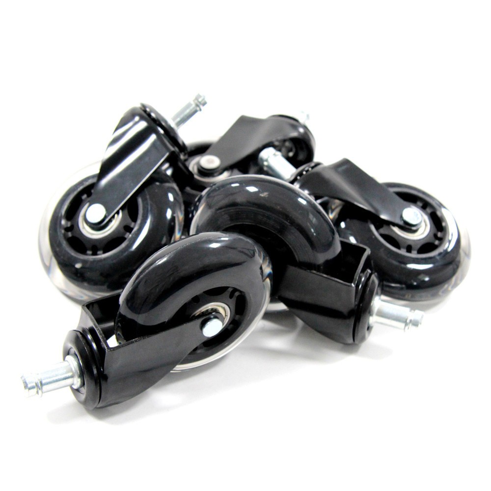 Productafbeelding nr. 3: Wielen voor harde vloeren 5x hjh OFFICE ROLO SKATE 11 mm / 75 mm bureaustoelwielen zwart / transparant (set van 5)