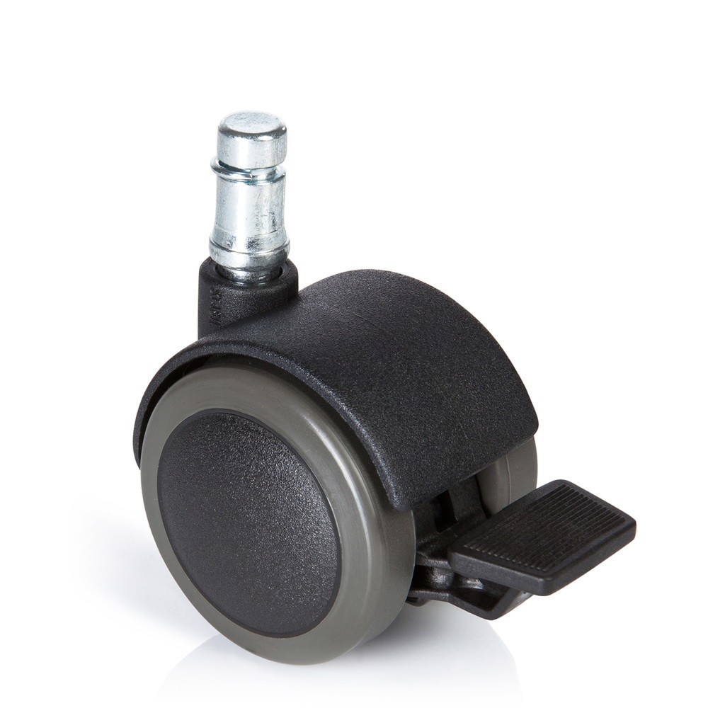 Product afbeelding: Wielen voor harde vloeren met parkeerrem 5x hjh OFFICE ROLO STOP 11 mm / 50 mm, (set van 5)