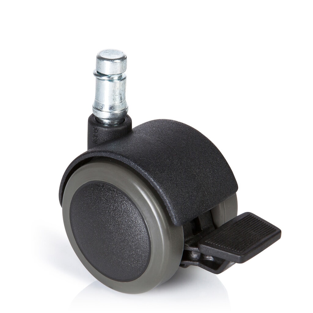 Product afbeelding: Wielen voor harde vloeren met parkeerrem 5x hjh OFFICE ROLO STOP 11 mm / 50 mm, (set van 5)