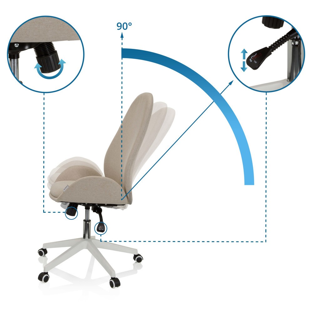 Productafbeelding nr. 3: Bureaustoel / draaistoel hjh OFFICE AVEA I stof, beige