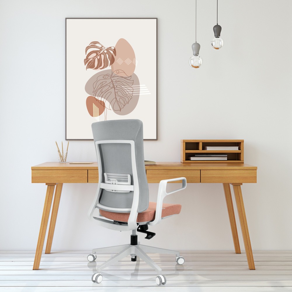 Productafbeelding nr. 5: Bureaustoel / draaistoel hjh OFFICE COMFIO WM netstof / stof, grijs / roze