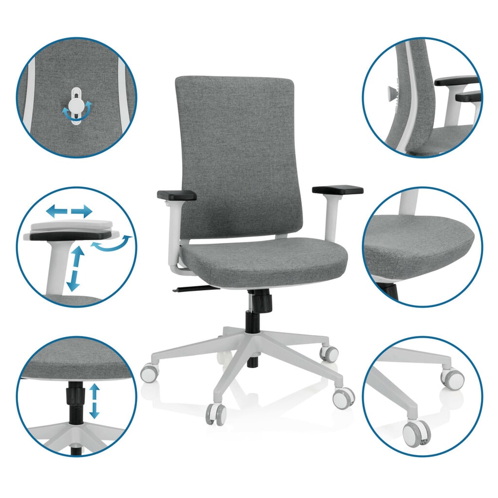 Productafbeelding nr. 3: Bureaustoel / draaistoel hjh OFFICE COMFIO WP stof, grijs