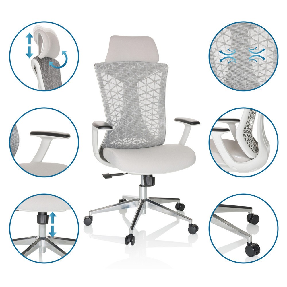 Productafbeelding nr. 3: Bureaustoel / draaistoel hjh OFFICE FALEO W netstof / stof, grijs