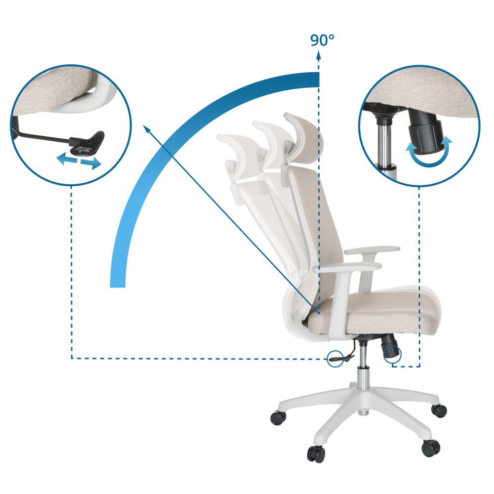 Productafbeelding nr. 2: Bureaustoel / draaistoel hjh OFFICE MIKEO W netstof / stof, beige