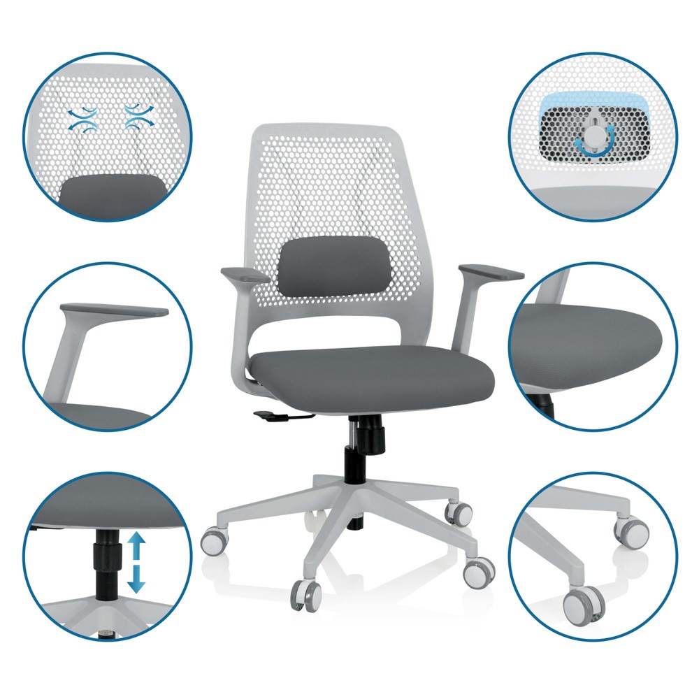 Productafbeelding nr. 3: Bureaustoel / draaistoel hjh OFFICE PARFERIO W stof, grijs