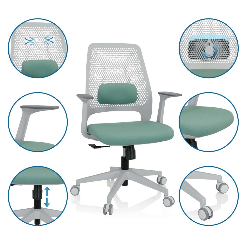 Productafbeelding nr. 4: Bureaustoel / draaistoel hjh OFFICE PARFERIO W stof, muntgroen