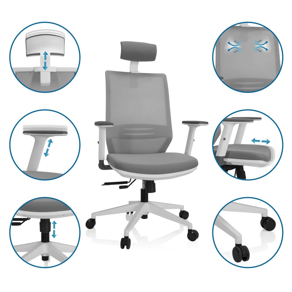Productafbeelding nr. 4: Bureaustoel / draaistoel hjh OFFICE PROFONDO PRO W netstof / stof, grijs