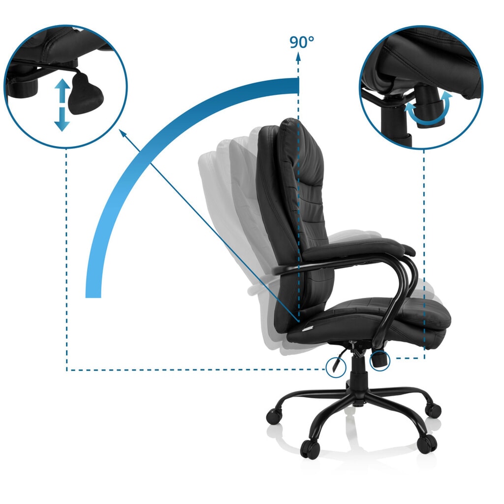 Bureaustoel / directiestoel hjh OFFICE RELAX XXL B PU, zwart Productafbeelding nr. 2: Bureaustoel / directiestoel hjh OFFICE RELAX XXL B PU, zwart