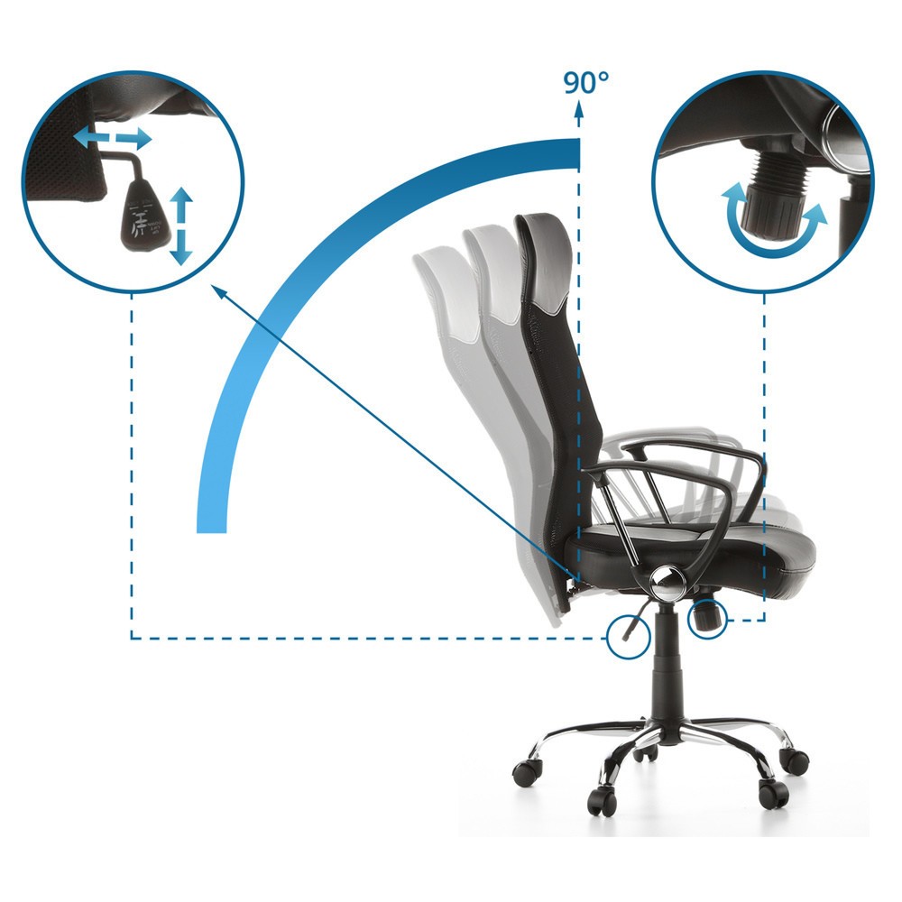 Productafbeelding nr. 2: Bureaustoel / directiestoel hjh OFFICE STRYKA netstof / kunstleer, zwart