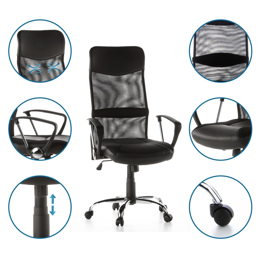 Productafbeelding nr. 3: Bureaustoel / directiestoel hjh OFFICE STRYKA netstof / kunstleer, zwart