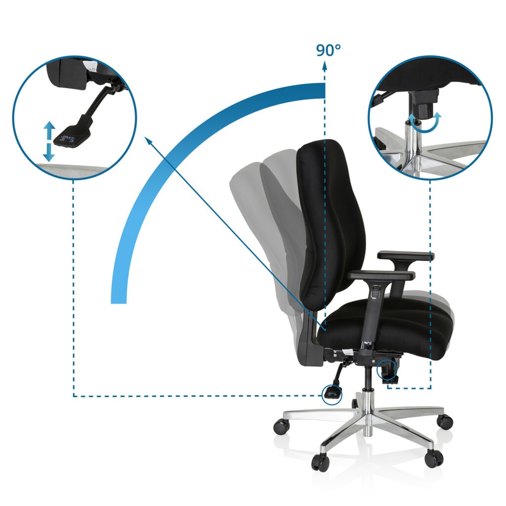 Bureaustoel / directiestoel hjh OFFICE ZENIT COMFORT, zwart Productafbeelding nr. 3: Bureaustoel / directiestoel hjh OFFICE ZENIT COMFORT, zwart
