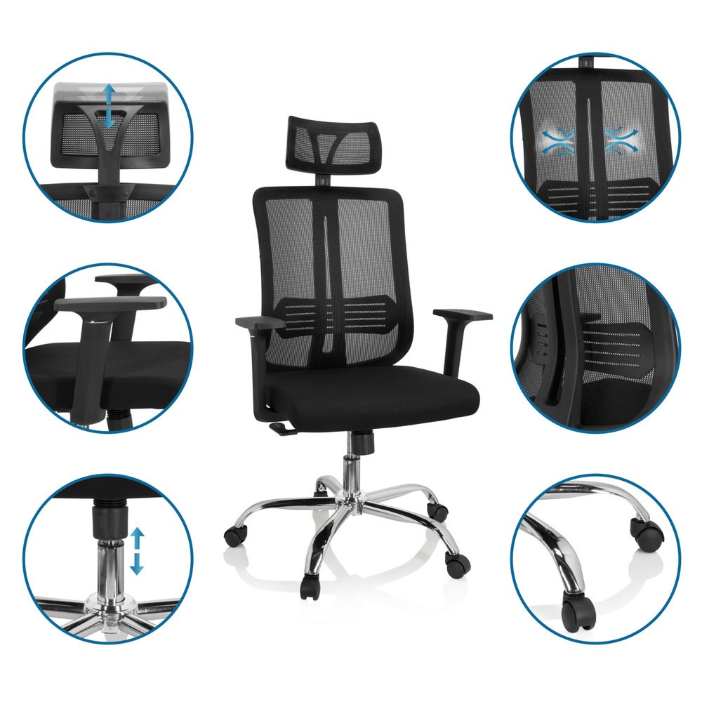 Productafbeelding nr. 3: Bureaustoel / draaistoel hjh OFFICE ZH 200 netstof, zwart