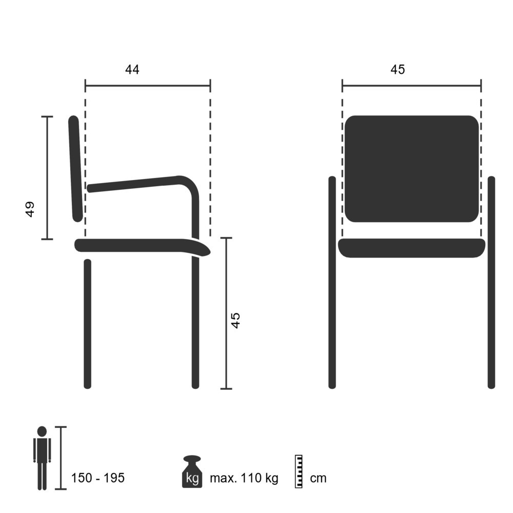 Productafbeelding nr. 5: Vergaderstoel / bezoekersstoel hjh OFFICE BANDA V PU, zwart