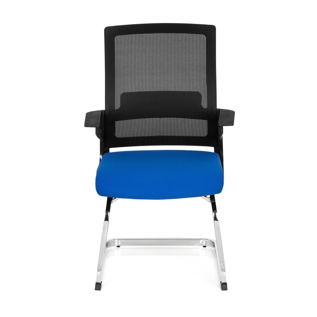 Vergaderstoel / sledestoel hjh OFFICE INVENTOR V stof, zwart / blauw Product afbeelding: Vergaderstoel / sledestoel hjh OFFICE INVENTOR V stof, zwart / blauw