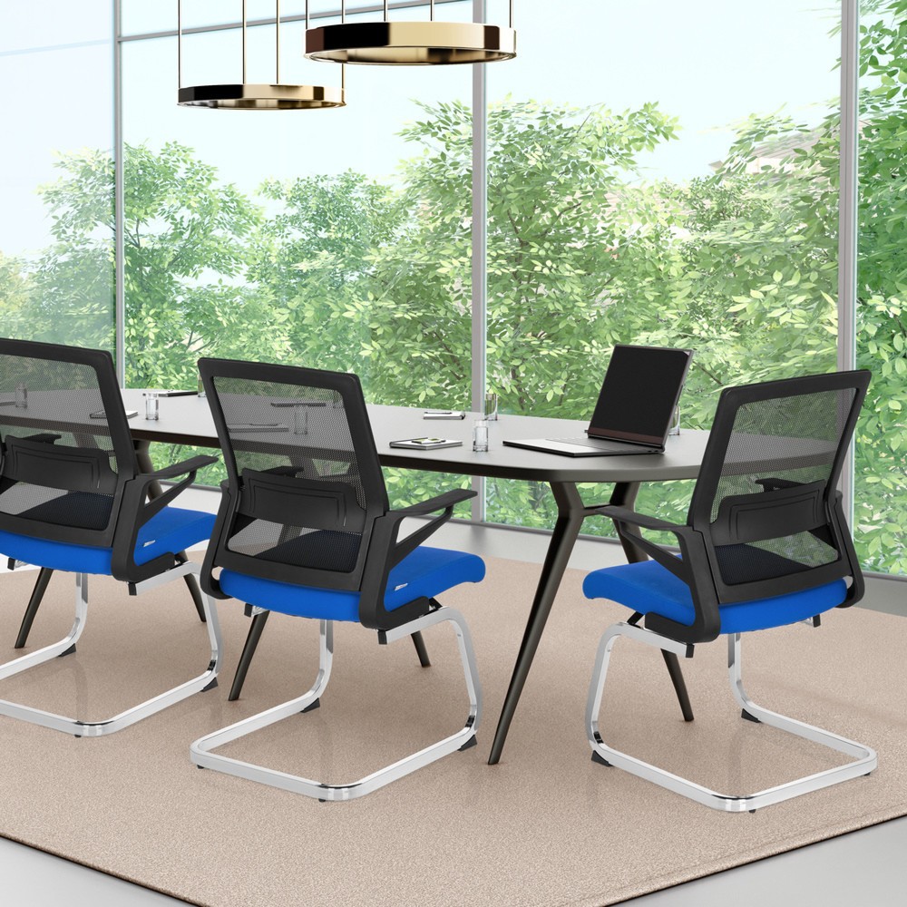 Productafbeelding nr. 4: Vergaderstoel / sledestoel hjh OFFICE INVENTOR V stof, zwart / blauw