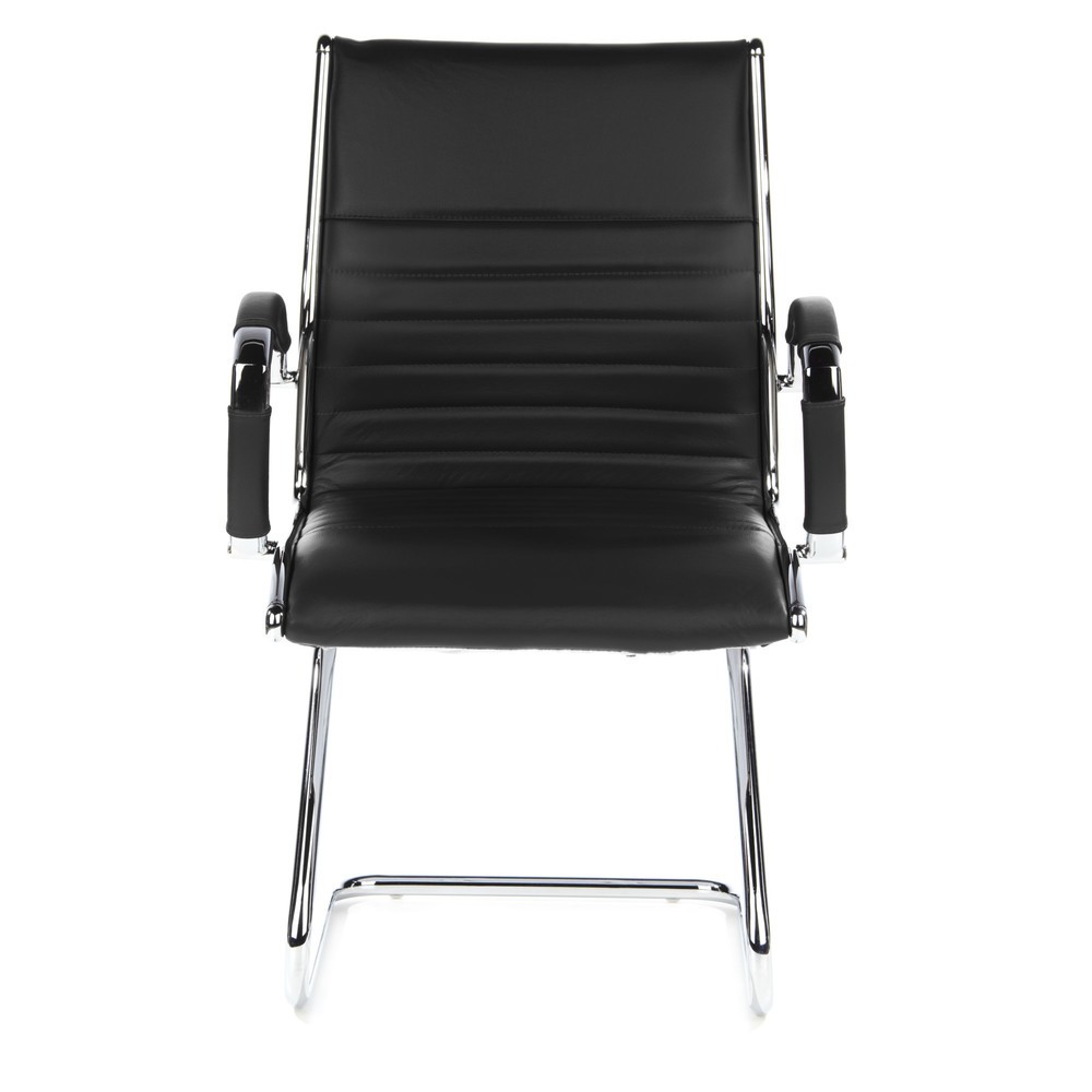 Product afbeelding: Vergaderstoel / sledestoel hjh OFFICE PARMA V leder, zwart chroom