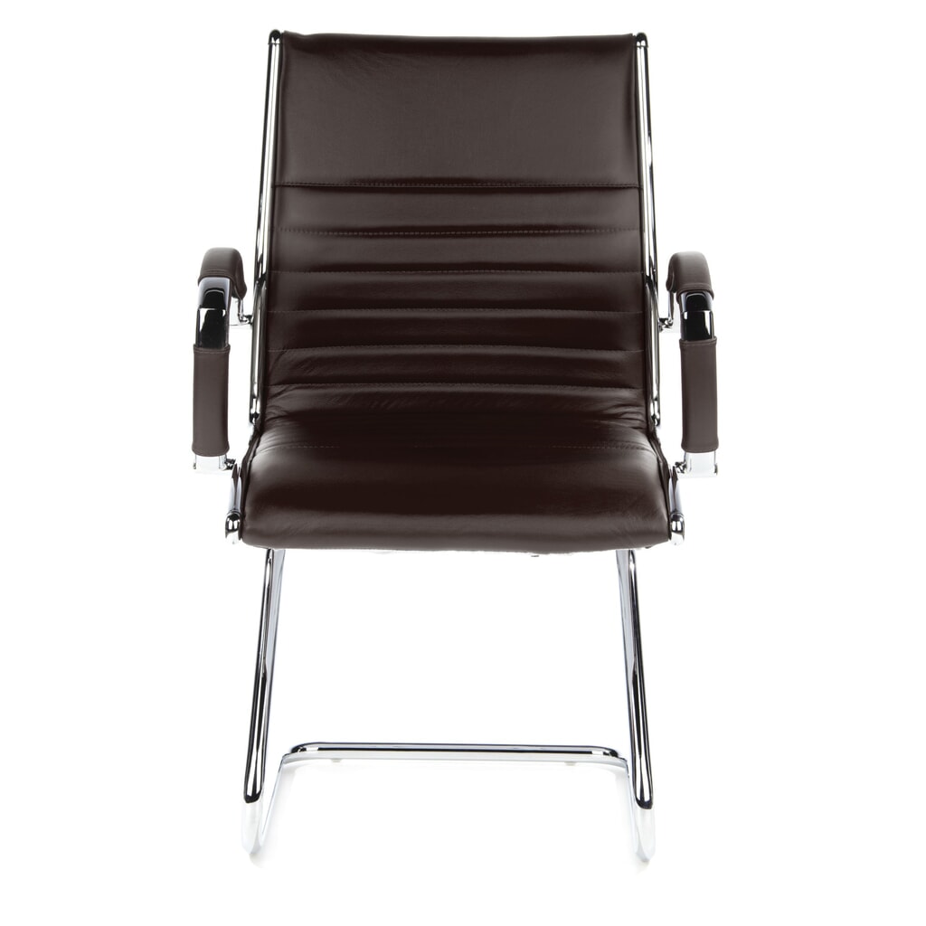 Vergaderstoel / sledestoel hjh OFFICE PARMA V leder, bruin chroom Product afbeelding: Vergaderstoel / sledestoel hjh OFFICE PARMA V leder, bruin chroom
