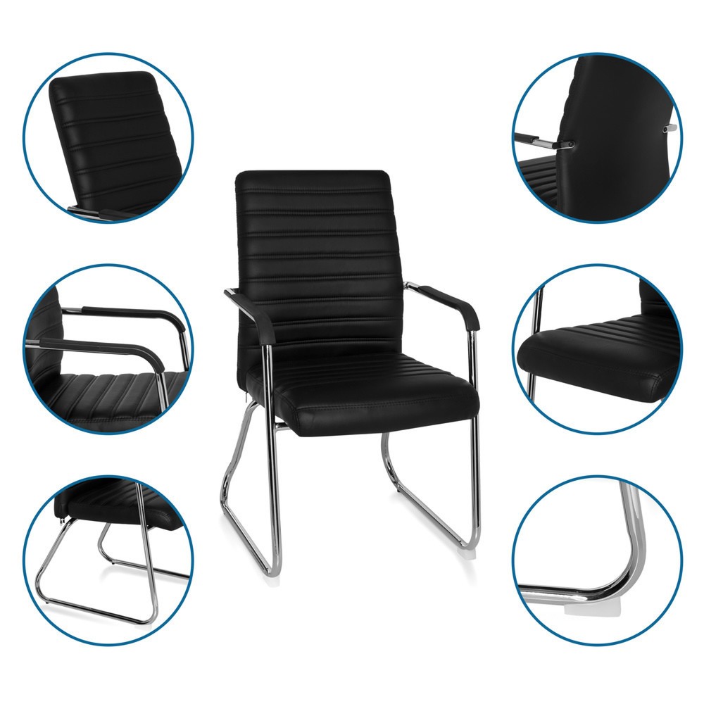 Productafbeelding nr. 2: Vergaderstoel / sledestoel hjh OFFICE STEEL V PU, zwart