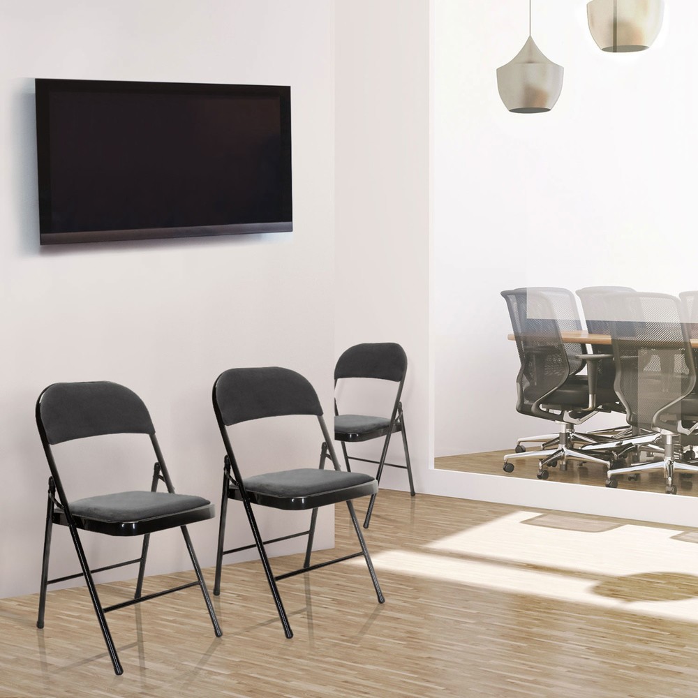 Productafbeelding nr. 8: Vergaderstoel / bezoekersstoel / klapstoel hjh OFFICE TUDELA I fluweel, donkergrijs