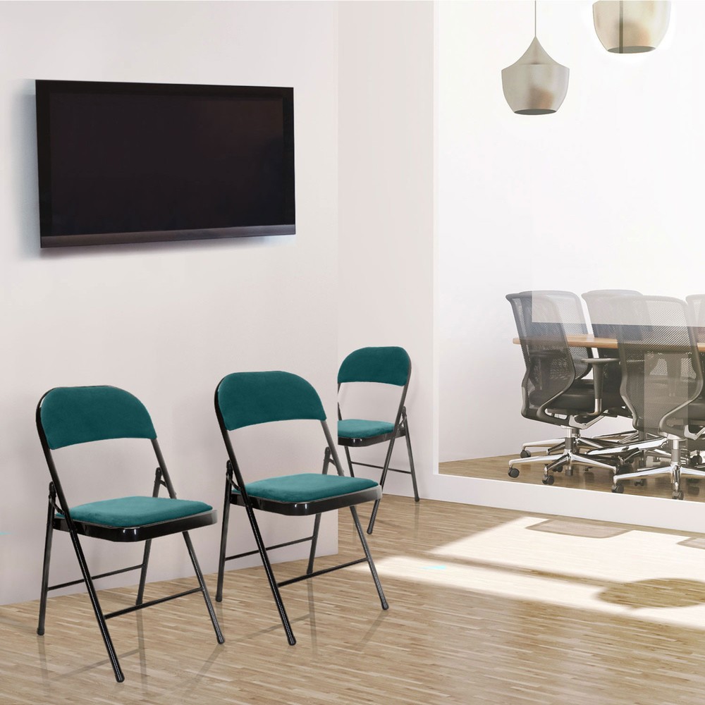 Productafbeelding nr. 7: Vergaderstoel / bezoekersstoel / klapstoel hjh OFFICE TUDELA I fluweel, turkoois
