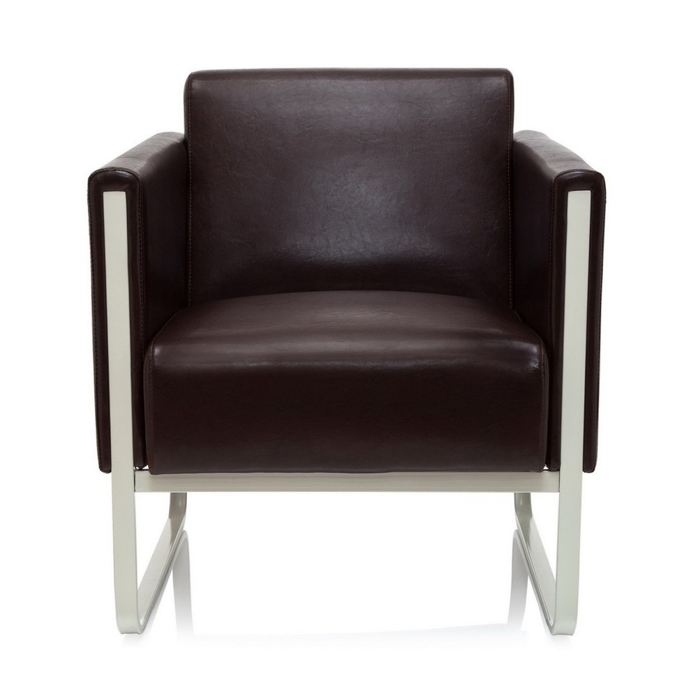 Productafbeelding nr. 1: Loungezetel hjh OFFICE ARUBA frame lichtgrijs kunstleer, 1-zits, bruin
