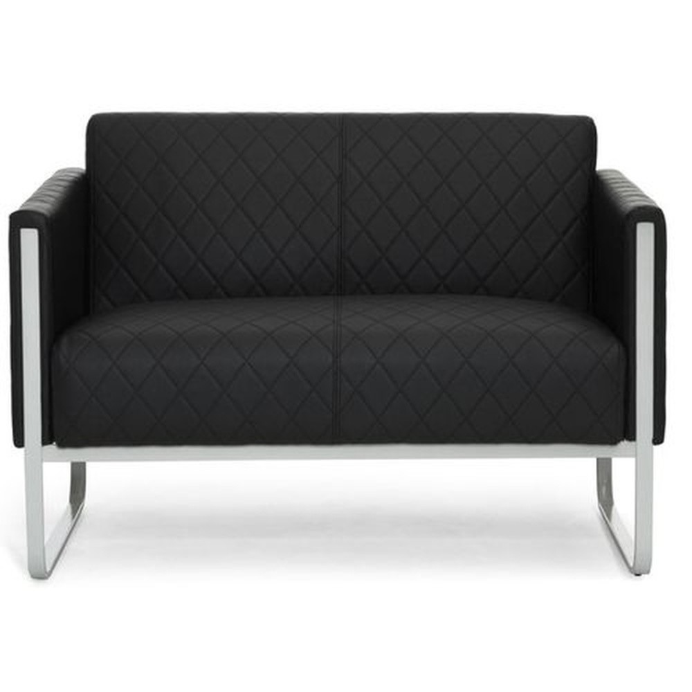 Product afbeelding: Loungebank hjh OFFICE ARUBA STEP frame lichtgrijs kunstleer, 2-zits, zwart