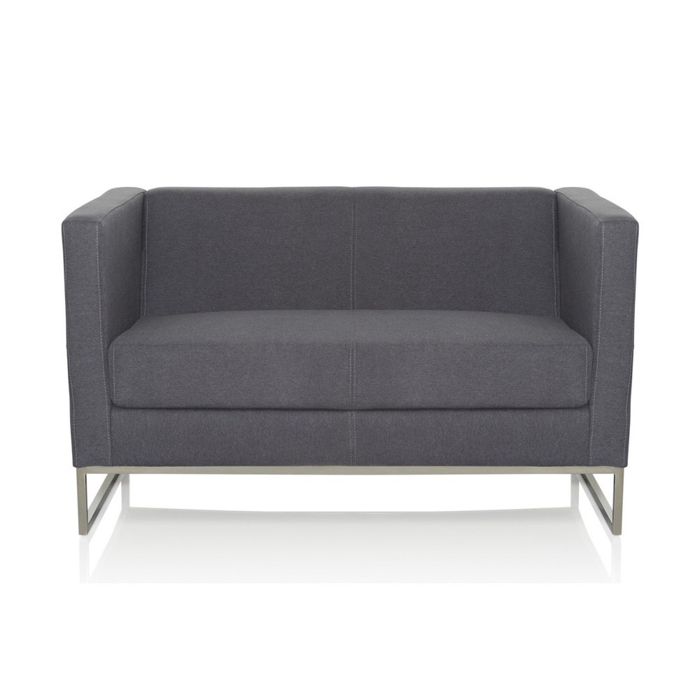 Productafbeelding nr. 1: Loungebank hjh OFFICE BARBADOS frame roestvrij staal stof, 2-zits, donkergrijs