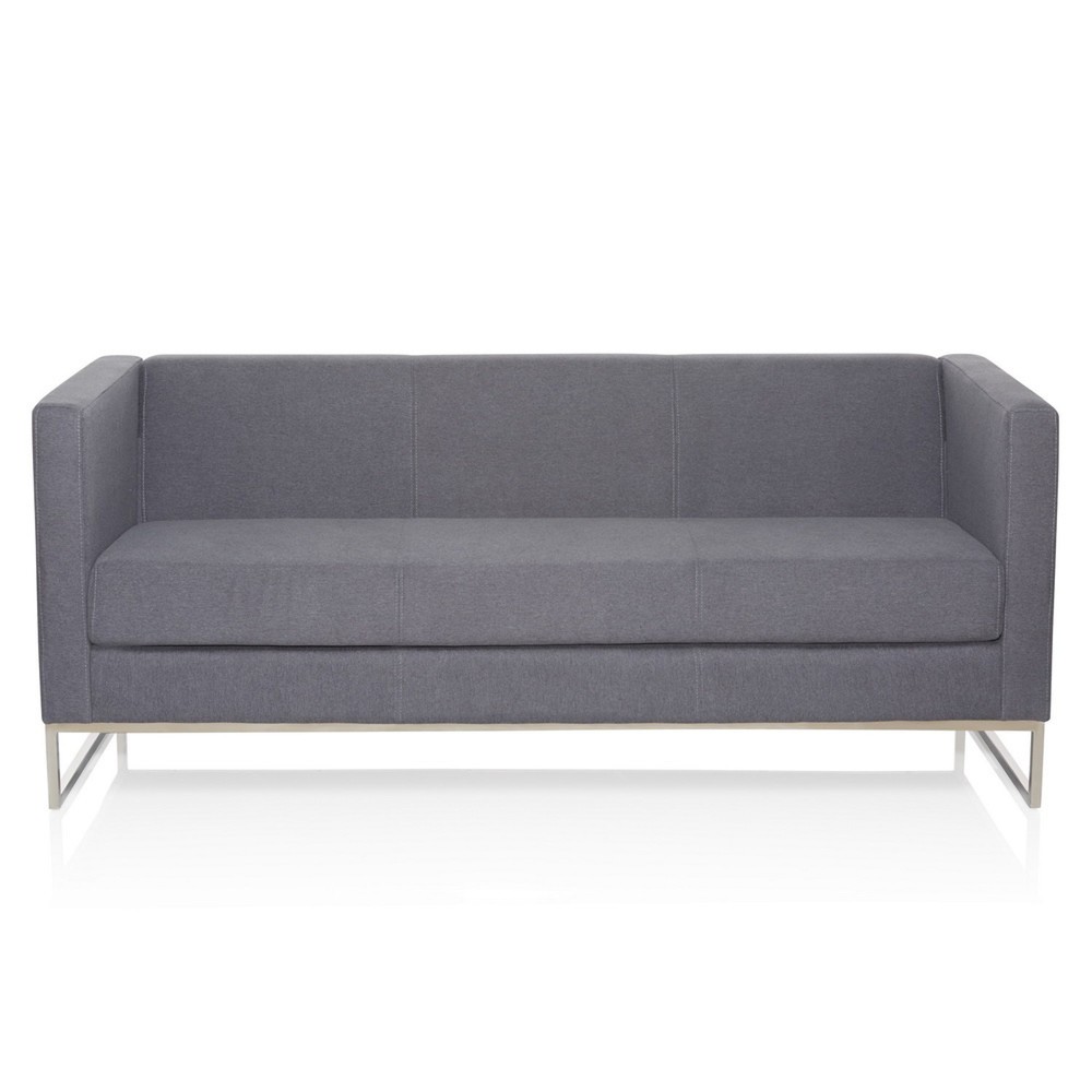 Productafbeelding nr. 1: Loungebank hjh OFFICE BARBADOS frame roestvrij staal stof, 3-zits, donkergrijs