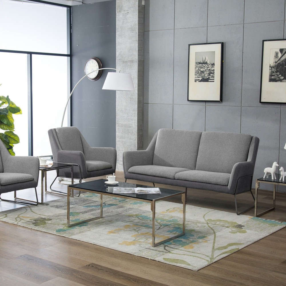 Productafbeelding nr. 6: Loungebank hjh OFFICE LAGUN slede onderstel, 3-zits, lichtgrijs / donkergrijs