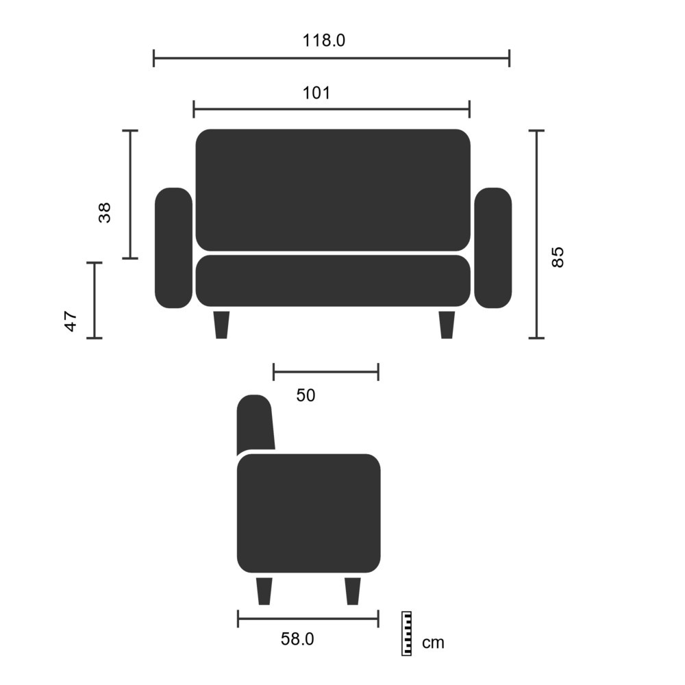 Productafbeelding nr. 3: Loungebank / clubsofa hjh OFFICE ST. LUCIA kunstleer, 2-zits, wit