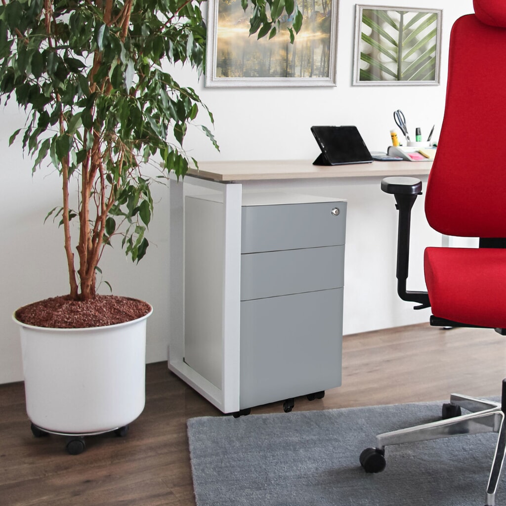 Ladekast op wielen hjh OFFICE COLOR I metaal, wit / grijs Productafbeelding nr. 6: Ladekast op wielen hjh OFFICE COLOR I metaal, wit / grijs