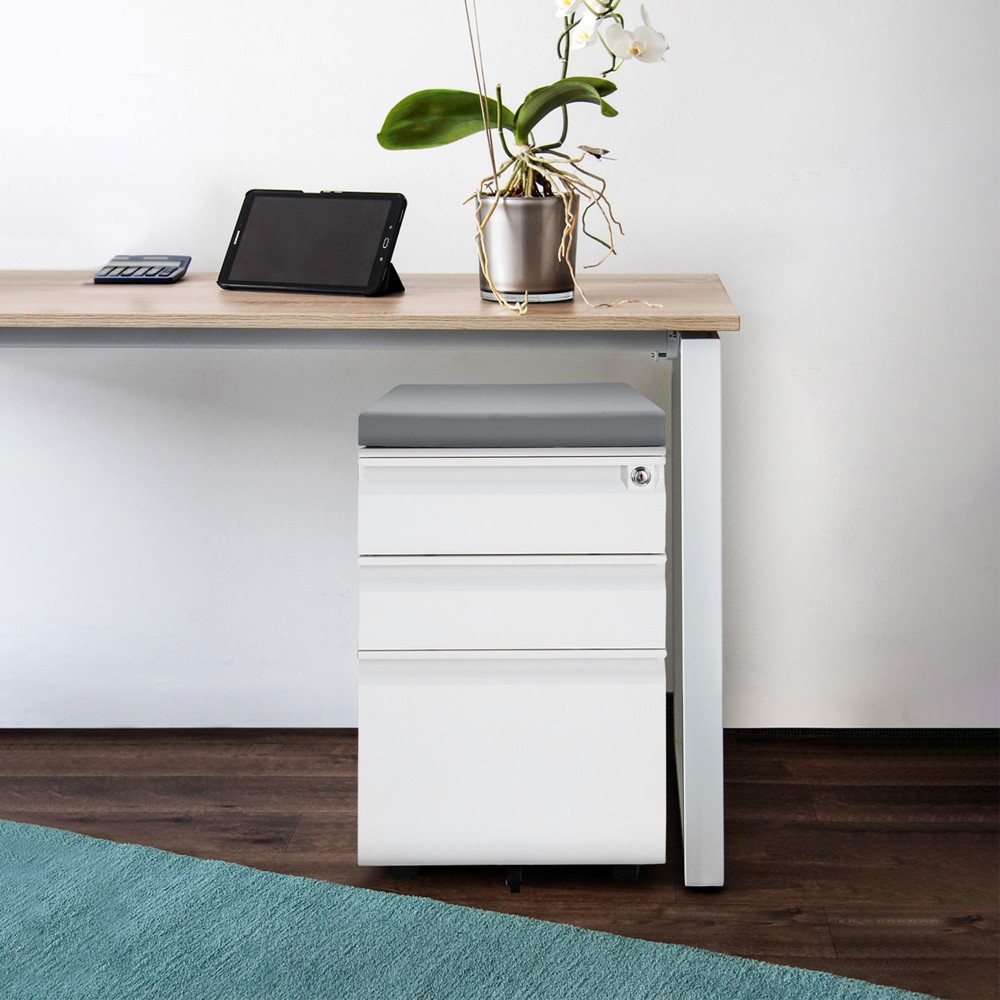 Productafbeelding nr. 8: Ladekast op wielen hjh OFFICE COLOR OS metaal, wit met zitkussen grijs