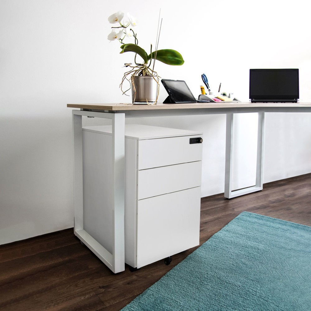 Productafbeelding nr. 3: Ladekast op wielen hjh OFFICE COLOR OS I metaal wit met cijferslot