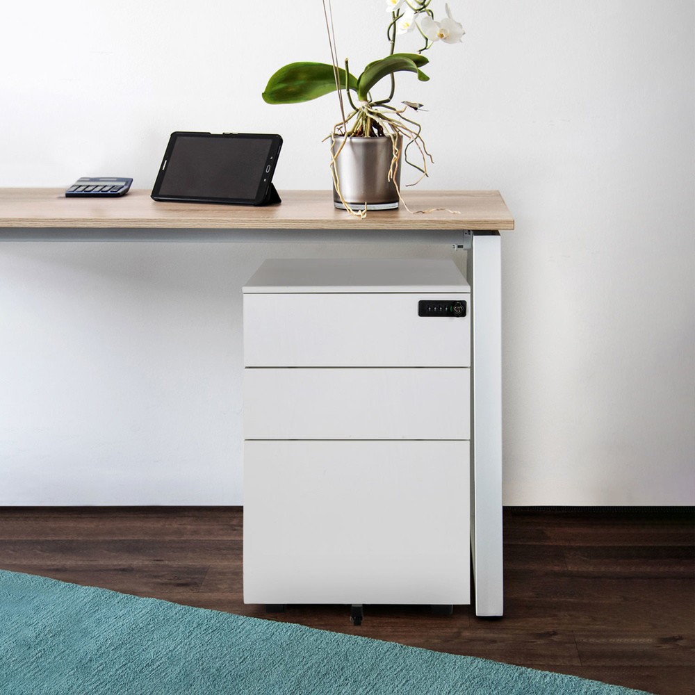 Productafbeelding nr. 4: Ladekast op wielen hjh OFFICE COLOR OS I metaal wit met cijferslot