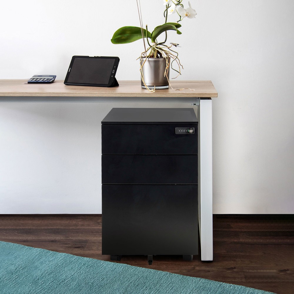 Productafbeelding nr. 6: Ladekast op wielen hjh OFFICE COLOR OS I metaal, zwart met cijferslot