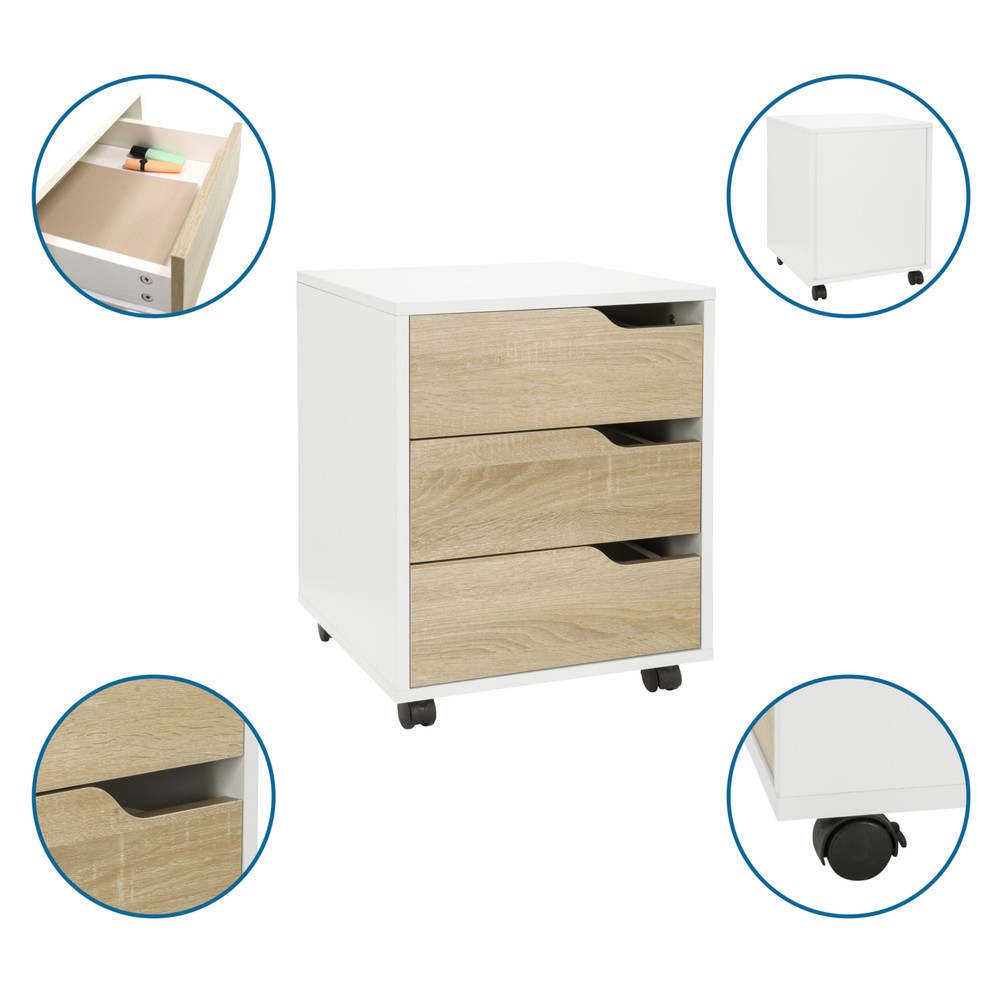 Productafbeelding nr. 2: Ladekast op wielen hjh OFFICE ORGANISER I, eik licht / wit