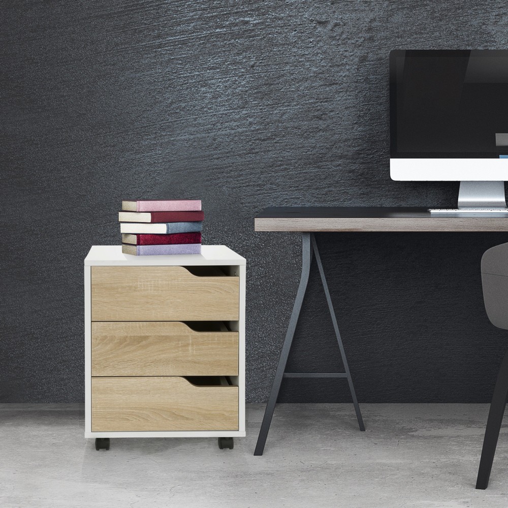 Productafbeelding nr. 3: Ladekast op wielen hjh OFFICE ORGANISER I, eik licht / wit