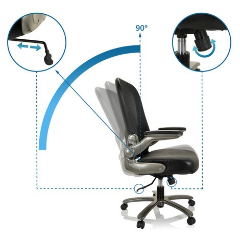 Productafbeelding nr. 3: Zwaarlaststoel / bureaustoel hjh OFFICE INSTRUCTOR T I Titan XXL netstof / leer, zwart