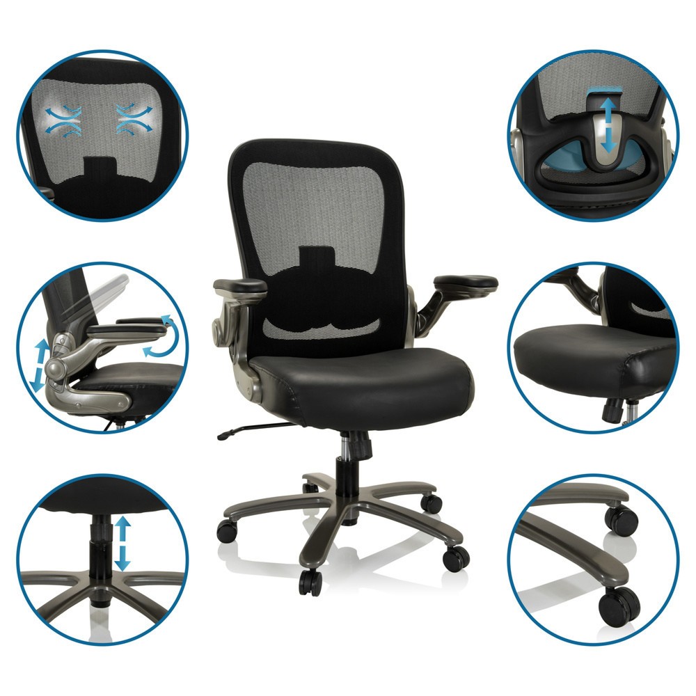 Productafbeelding nr. 3: Zwaarlaststoel / bureaustoel hjh OFFICE INSTRUCTOR T I Titan XXL netstof / leer, zwart