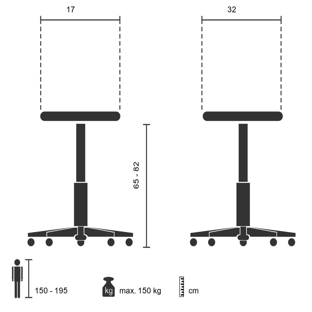 Productafbeelding nr. 5: Stahulp / werkstoel hjh OFFICE TOP WORK 33 PU schuim, metalen frame, zwart